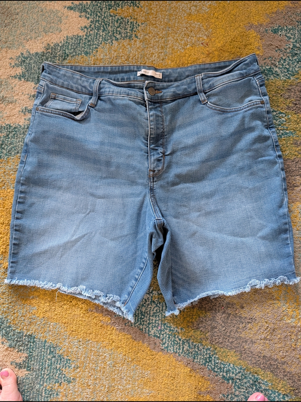 Light Blue Denim Fray-Hem Women's Shorts